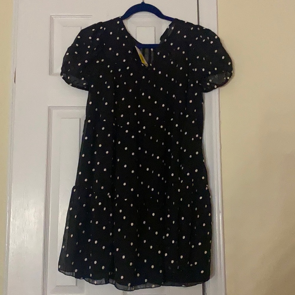 Black and white polka dot baby doll dress